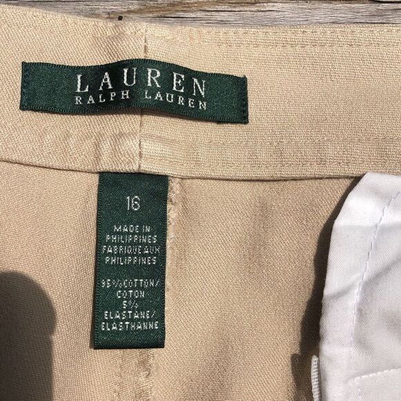Lauren Ralph Lauren Tan Chino Pants Womens 16 Beige Cropped Classic Cuffed Capri - Picture 5 of 5
